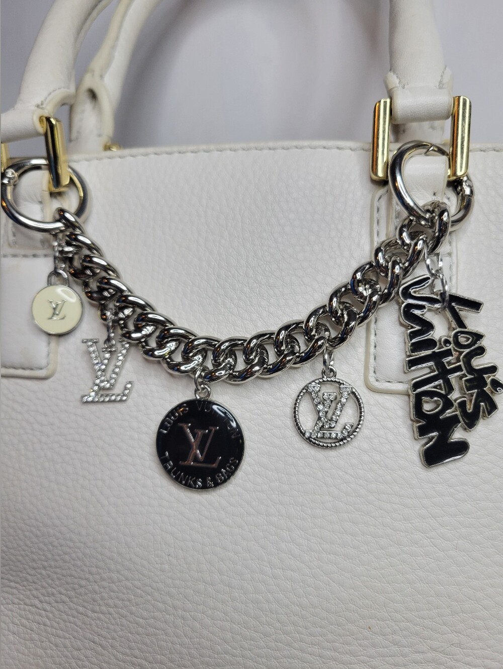 Stainless Steel Silver Bag Charm, LV Zip Pulls